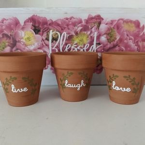 Mini Terracotta Pots Live Laugh Love